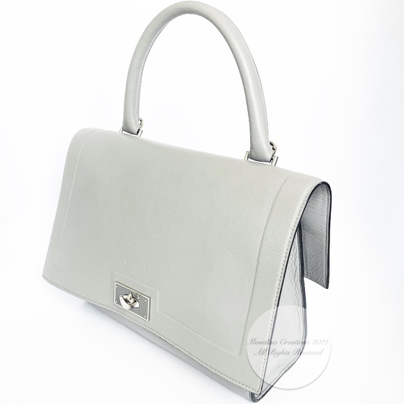 Givenchy Mini Shark Tooth Bag Satchel Top Handle Gray Leather SHW with COA - Picture 6 of 15